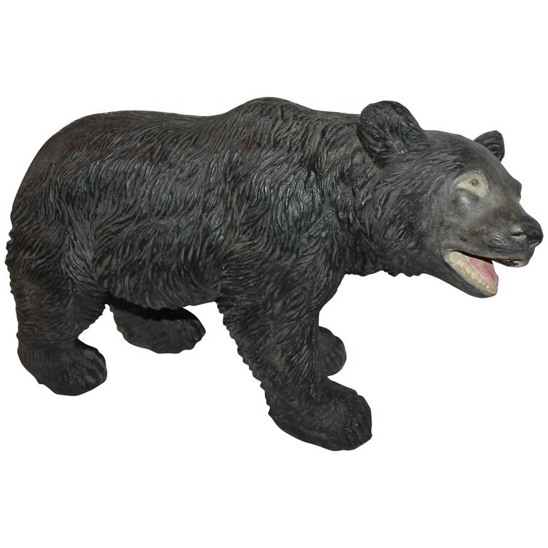 Monumental Original Painted Concrete Black Bear at 1stDibs
