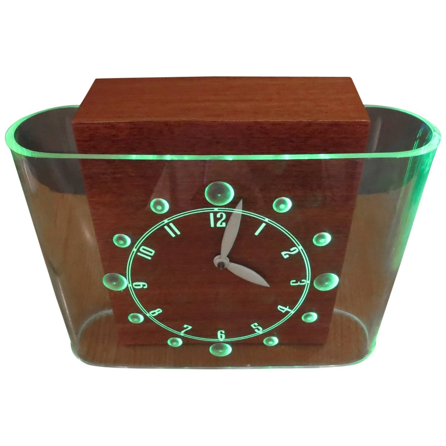 Art Deco Curvaline Neon Desk Clock by Lackner at 1stdibs