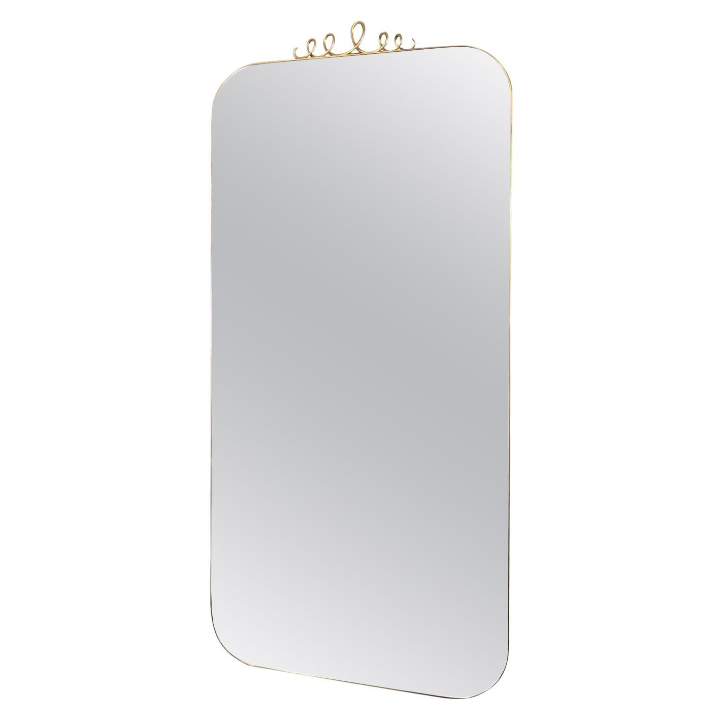 Tall Rectangular Brass Mirror with Loop Detail by Adesso Imports For Sale