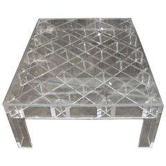 David Barrett Criss-Cross Lucite Table with New Top by Charles Hollis Jones