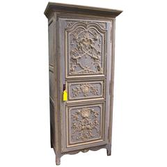Antique French 19th Century Regence Style Single-Door Armoire/ Bonnetiere