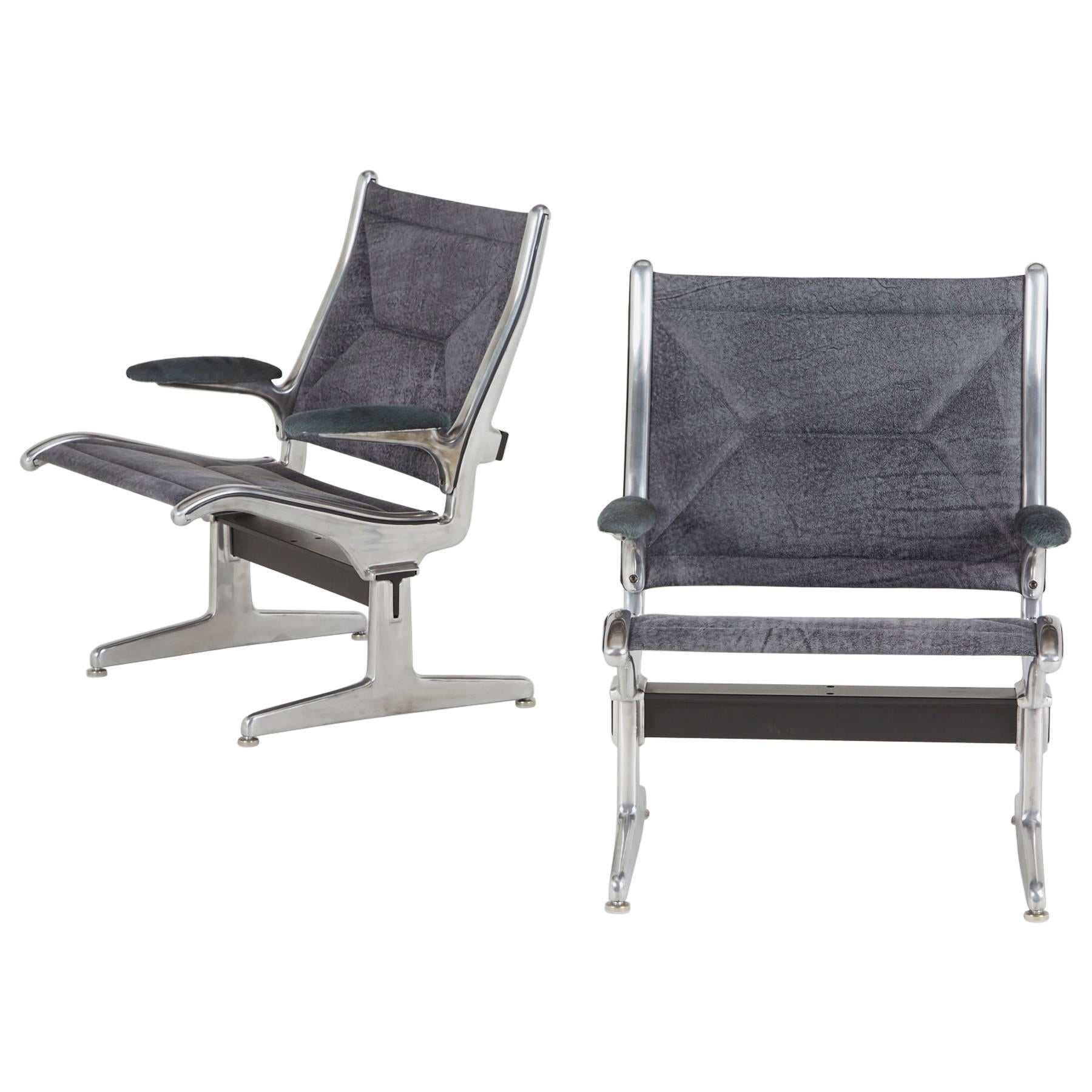 Incredible pair of restored and reimagined Charles and Ray Eames for Herman Miller, 1962 Collection, Tandem modular seating that was originally designed for Chicago O'Hare Airport, where we sourced our sets that we completely restored with