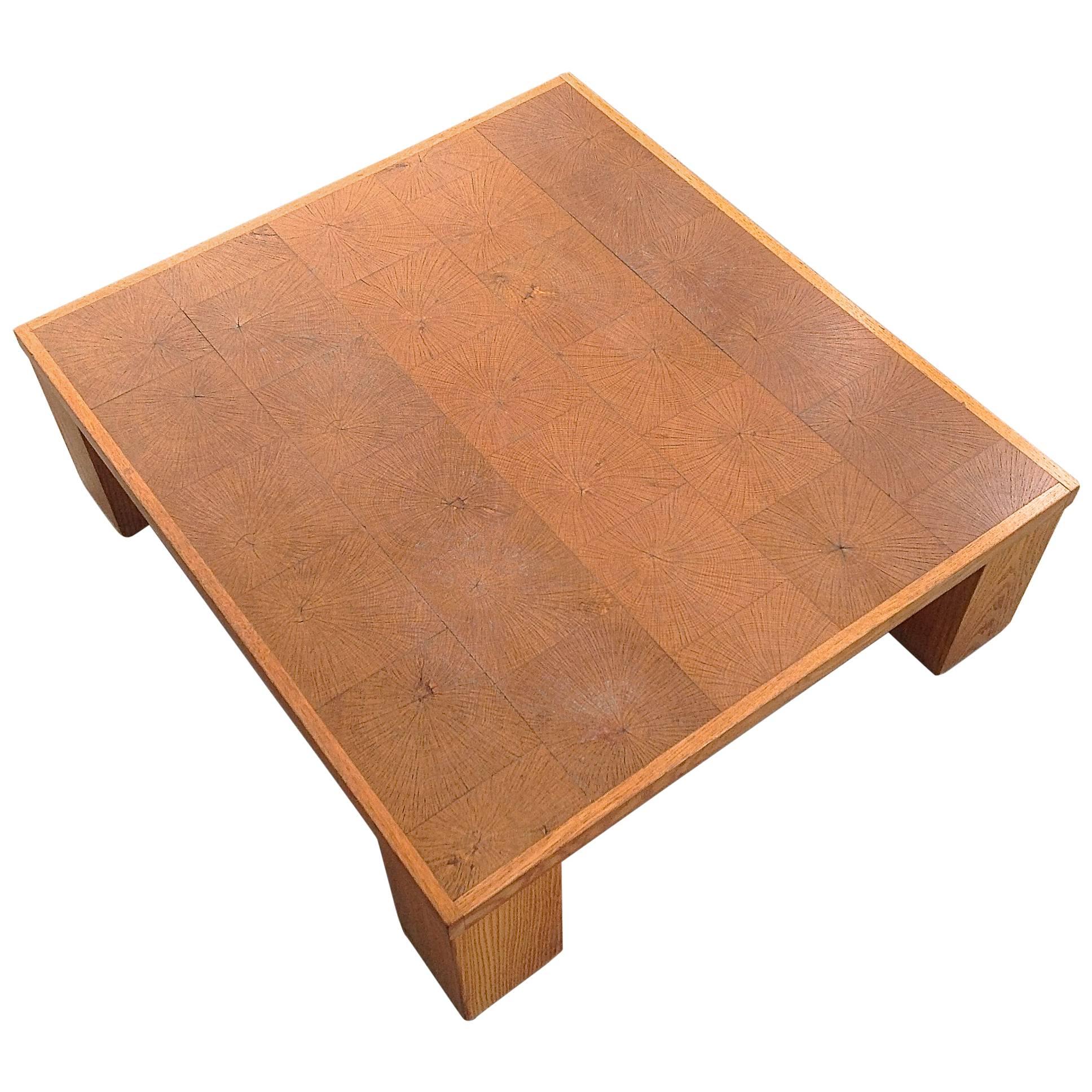 Elegant Coffee Table in Solid Oak Block Wood by Emiel Veranneman, Anno, 1969 For Sale