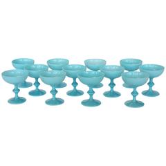 French Blue Opaline Glassware by Portieux Vallerysthal