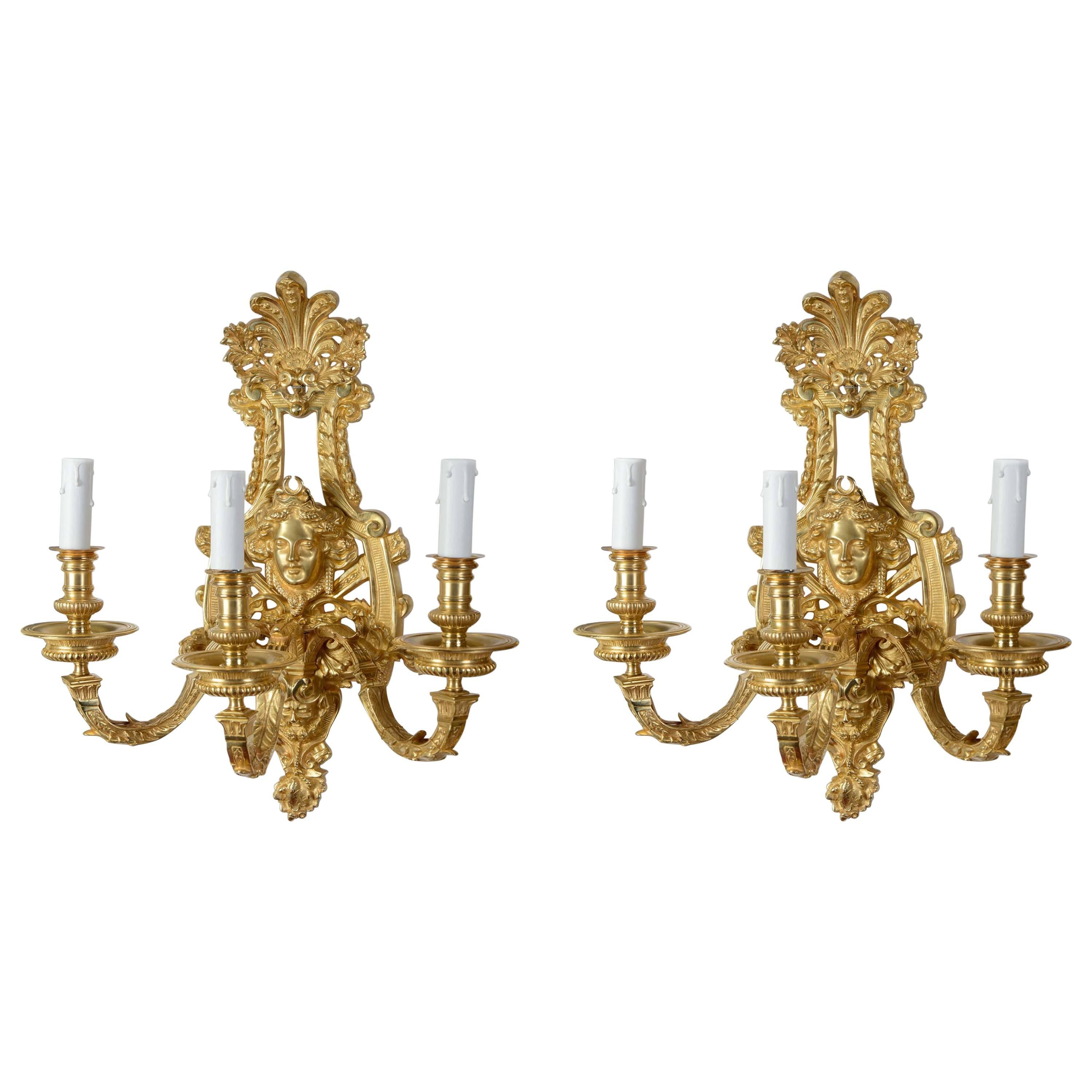 Pair of Gorgeous Sconces Regence Style For Sale