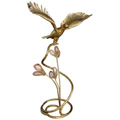Brass and Agate Flying Eagle Illuminated Sculpture by Fernandez