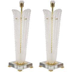 Pair of Table Lamps in Murano Glass.