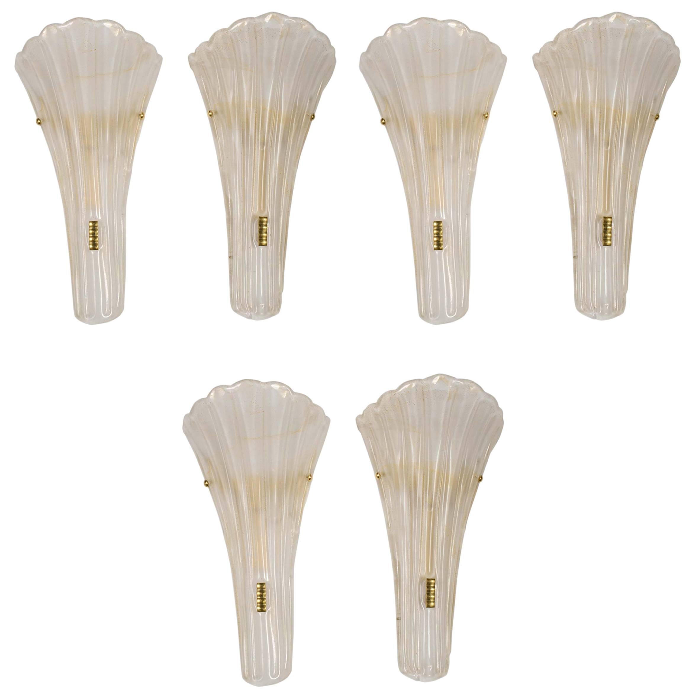 Set of Four Sconces in Murano Glass.