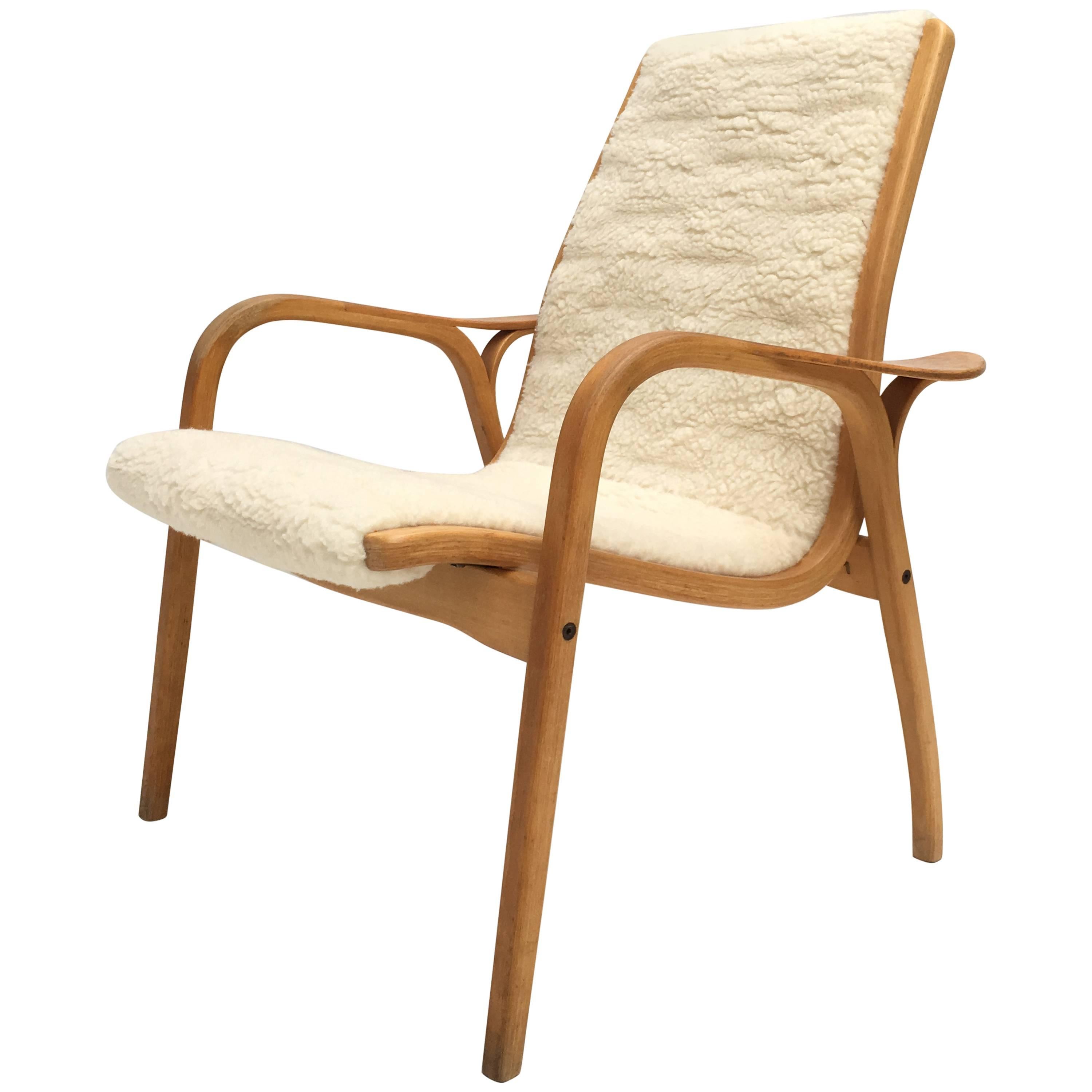 Yngve Ekström Laminated Birch and Wool Upholstered "Lamino" Chair Swedese, 1956