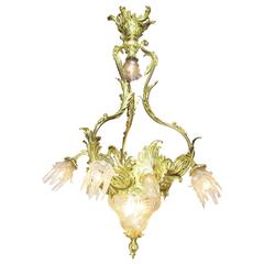 Very Fine French Belle Époque Gilt Bronze and Molded Cut-Glass Chandelier