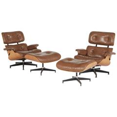 Charles and Ray Eames 670 and 671 Lounge and Ottomans by Herman Miller, 1970s
