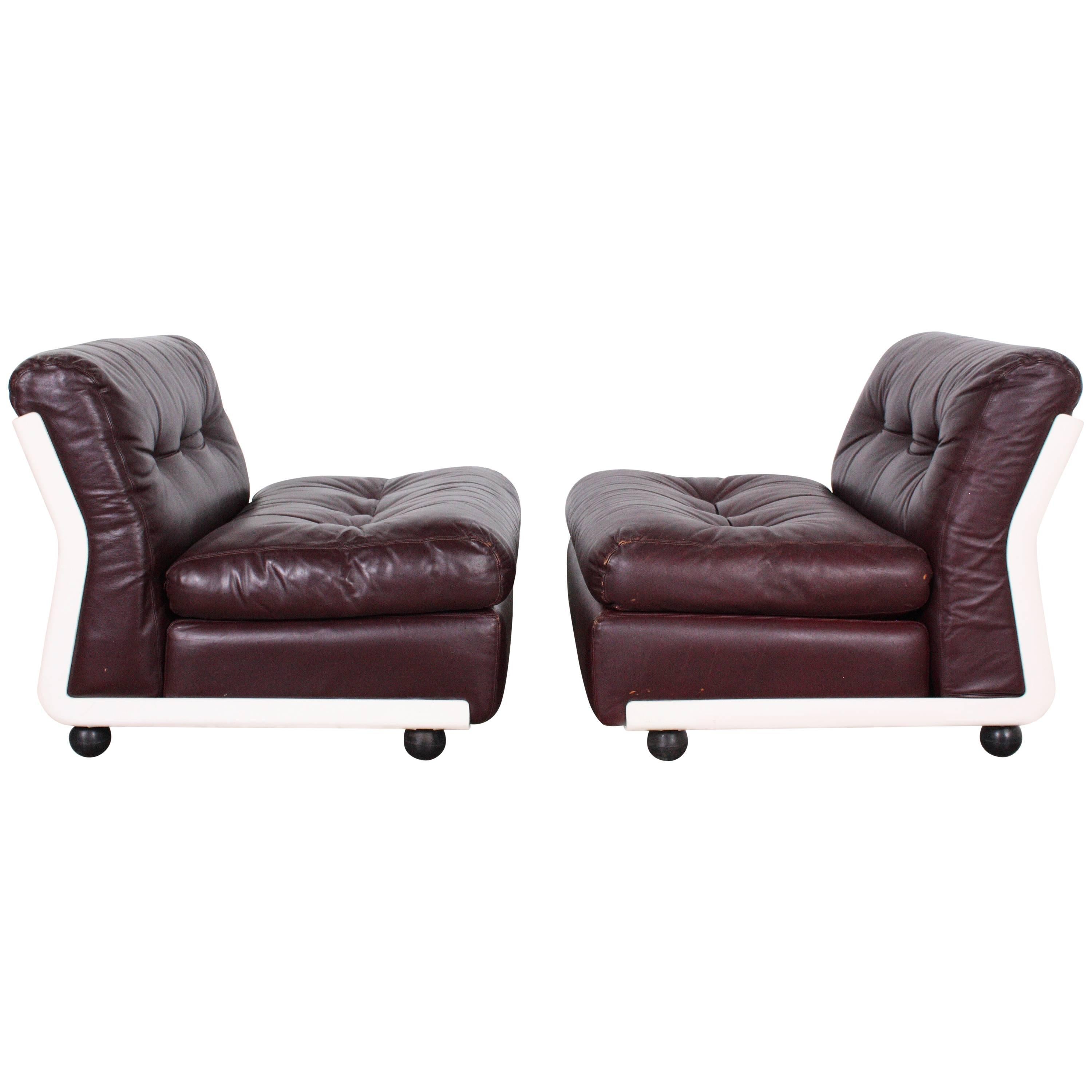 Original Leather Mario Bellini Lounge Chairs by C&B Italia