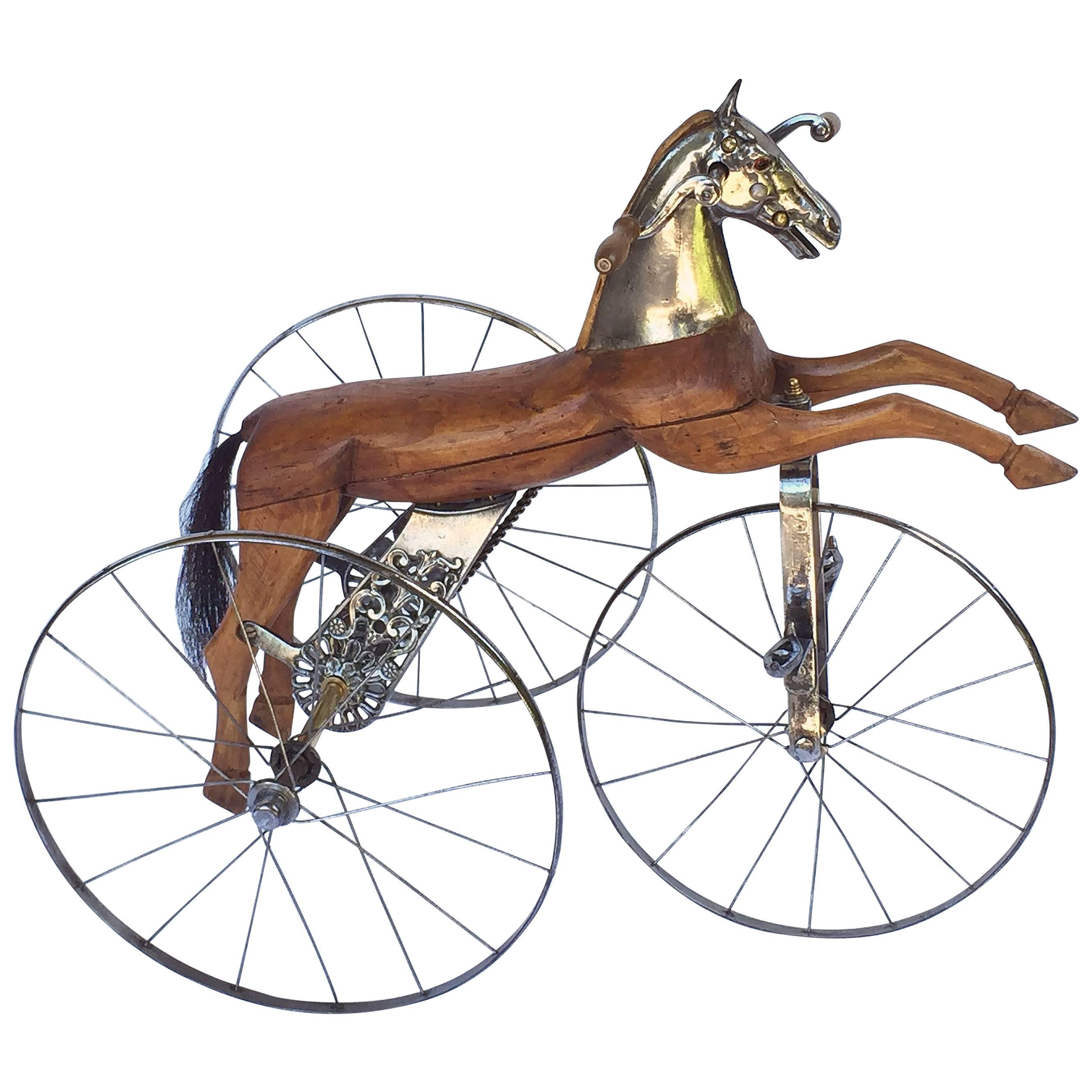 French Velocipede or Child's Horse Tricycle