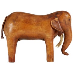 Large Leather Elephant Footstool by Dimitri Omersa for Abercrombie & Fitch