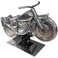 Mid-20th Century Polished Metal Harley Davidson Toy Motorcycle