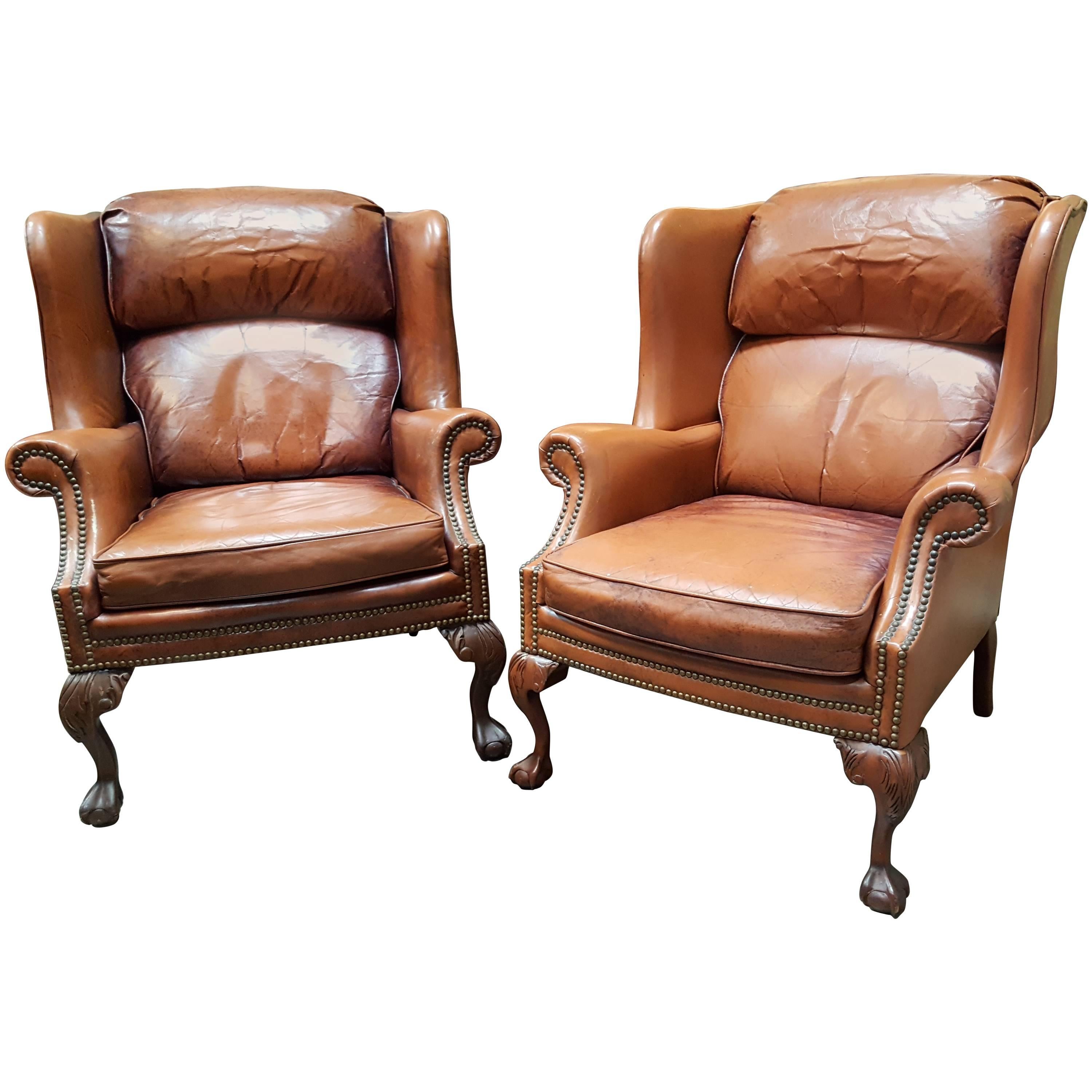 Leather Club Chairs by Schafer Brothers