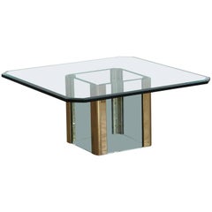 Brass Coffee Table with Beveled Glass Top by Leon Rosen for Pace, 1970s Brass Coffee Table with Beveled Glass Top by Leon Rosen for Pace, 1970s