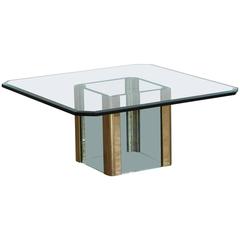 Brass Coffee Table with an Octagonal Beveled Glass Top by Leon Rosen for Pace 5