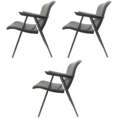 Set of Three Folding Metal Chairs by Russel Wright 1
