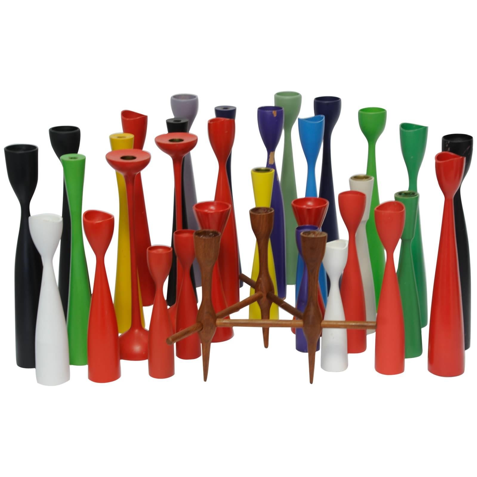 33 Danish Candle Stick Collection in a Rainbow of Shapes and Colors