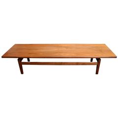 Mid-Century Modern Solid Walnut Low Coffee Table or Long Bench by Jens Risom