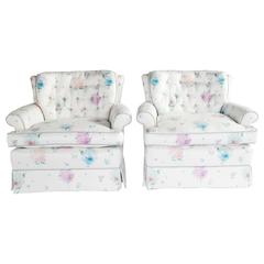 William Haines-Style 1960s Floral Armchairs, Pair