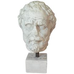 Demosthenes Plaster Bust, Mid-20th Century