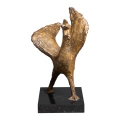 C. Andréou: „Rooster“, originale Skulptur aus patinierter Bronze, um 1950