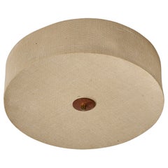 Swedish Designer, Flush Mount, Fabric, Teak, Brass, Sweden, 1950s