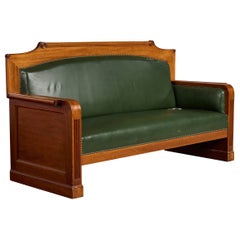 Swedish Designer, Sofa, Wood, Leather, Sweden, 1900s