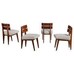 Argentinischer Designer, Esszimmerstühle, Holz, Stoff, Argentinien, 1960er Jahre