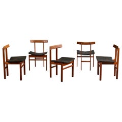 Inger Klingenberg, Dining Room Chairs, Teak, Leather, Denmark, 1960s