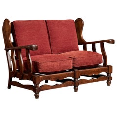 Argentine Designer, Sofa, Wood, Fabric, Argentina, 1960s