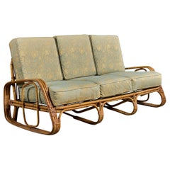 Italian Designer, Sofa, Bamboo, Rattan, Fabric, Italy, 1960s
