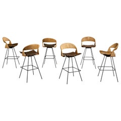 Arthur Umanoff, Barhocker, Holz, Metall, Kordel, USA, 1950er Jahre