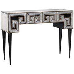 Asian Modern Greek Key Console Table in the Manner of James Mont