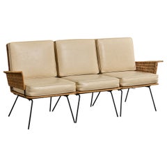 Van Keppel & Green Attribution, Sectional Sofa, Metal, Rattan, Vinyl, USA, 1950s