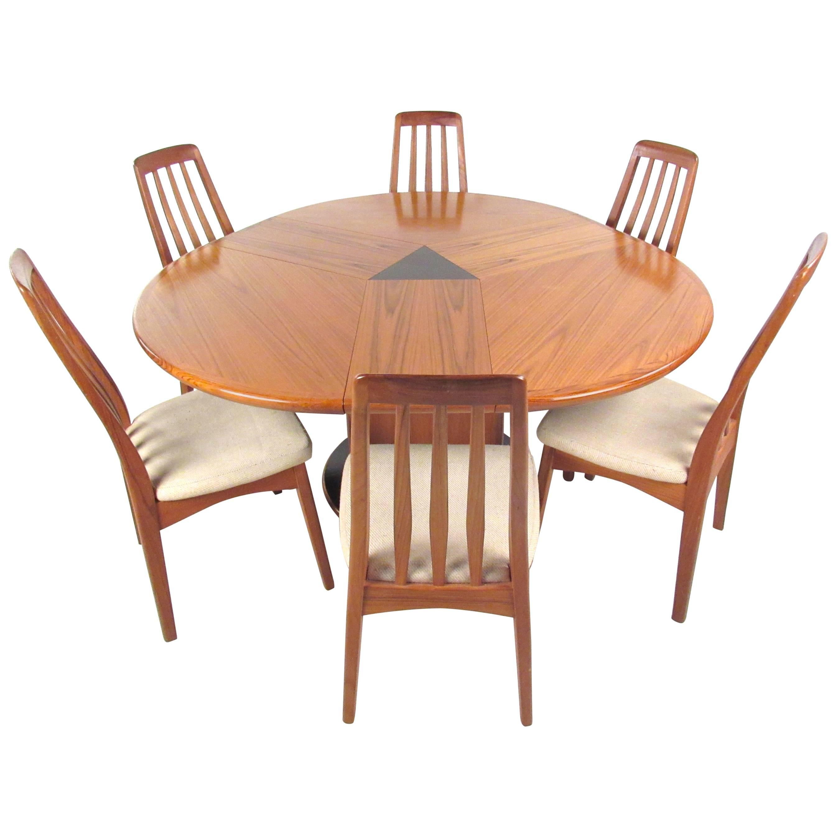 Mid-Century Modern Danish Teak Dining Set with Rare Expandable Table