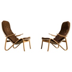 Sam Larsson, Sillas de salón, Madera, Lona, Tela, Suecia, 1970s