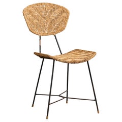 La Emiliana, Side Chair, Iron, Brass, Rush, Argentina, 1950s