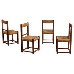 Argentine Designer, Dining Room Chairs, Wood, Rush, Argentina, 1960s