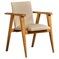 Italian Designer, Armchair, Wood, Vinyl, Italy, 1960s