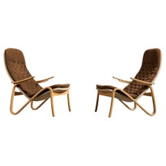 Sam Larsson, Sillas de salón, Madera, Lona, Tela, Suecia, 1970s