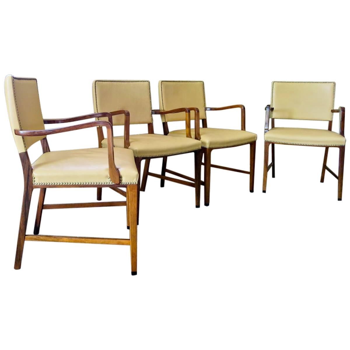 Jacob Kjaer Attributed Armchairs in Rosewood and Leather, Danish, 1950s