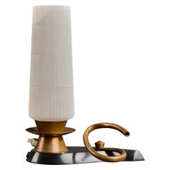 Designer francese, lampada da tavolo, vetro, ottone, legno, Francia, anni ’60