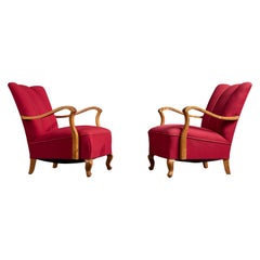 Diseñador sueco, sillas de salón, tela, abedul, Suecia, años 1940