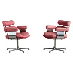 French Designer, Desk Chairs, Metal, Fabric, France, 1980s