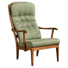 Carl Malmsten, Lounge Chair, Wood, Fabric, Sweden, 1950s