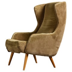 Bra Bohag, Lounge Chair, Fabric, Wood, Sweden, 1950s