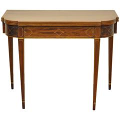 19th Century Heart Inlaid Flame Mahogany Federal Style Flip Console Game Table 12